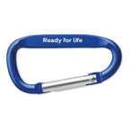 World Scouting karabíner – Ready for life gravírozással, kék
