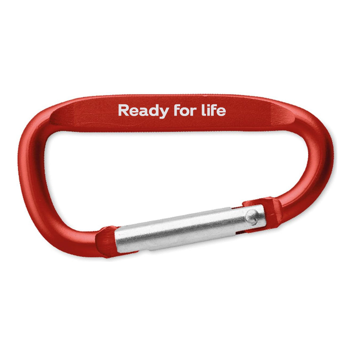 World Scouting karabíner – Ready for life gravírozással, piros